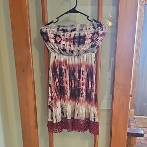 Charlotte Russe Strapless Tie-Dye Dress - Pink and Black